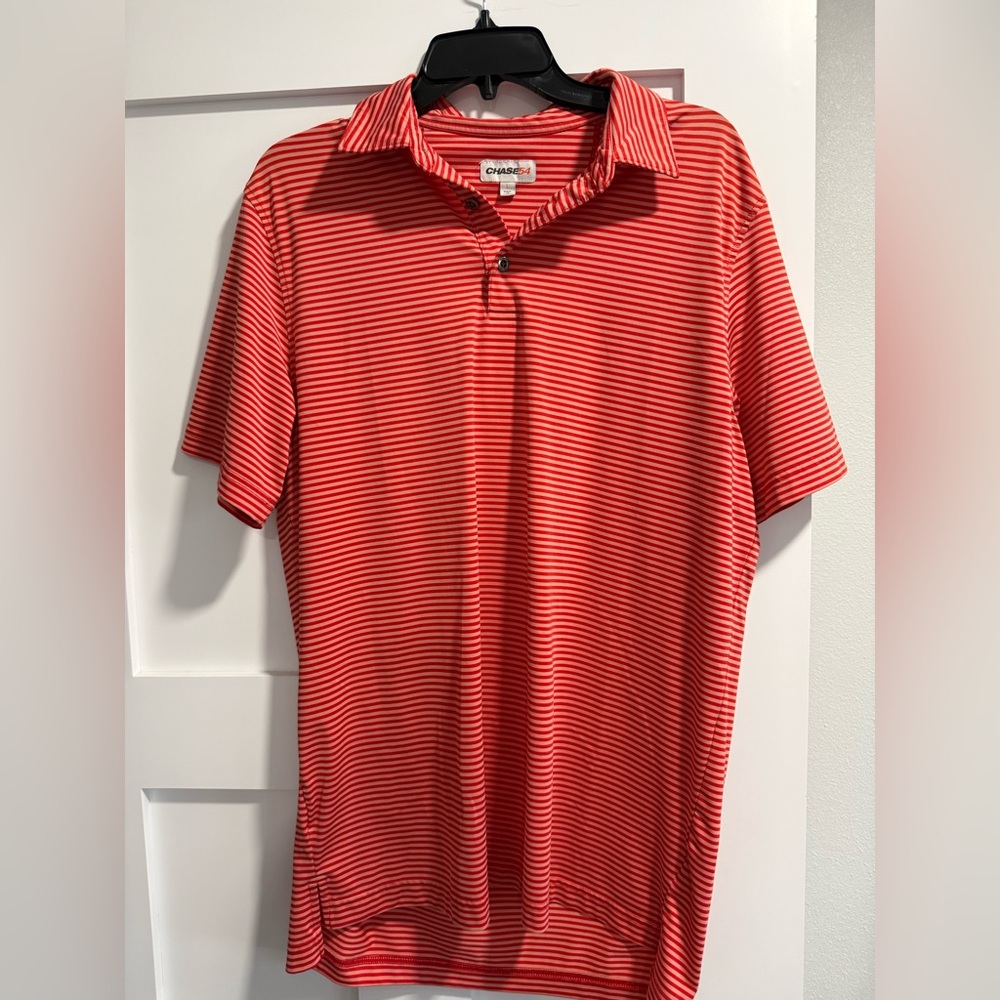 Cutter & Buck Red and White Striped Polo Shirt